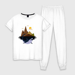 Пижама хлопковая женская Abstract Geometry Shark Island, цвет: белый