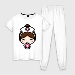 Пижама хлопковая женская Nurse Медсестра Z, цвет: белый