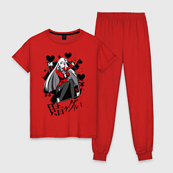 Пижама хлопковая женская Kakegurui Безумный азарт, цвет: красный