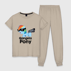 Пижама хлопковая женская Gangsta pony, цвет: миндальный