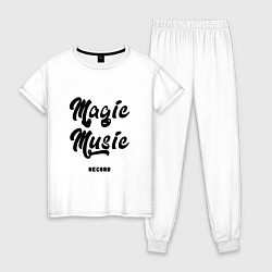 Пижама хлопковая женская Magic Music Record Black on White, цвет: белый