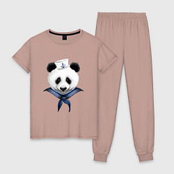 Пижама хлопковая женская Captain Panda, цвет: пыльно-розовый