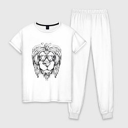 Пижама хлопковая женская Rasta Lion Лев Растаман, цвет: белый