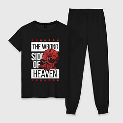 Пижама хлопковая женская The wrong side of hell, цвет: черный
