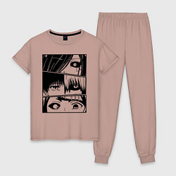 Пижама хлопковая женская Токийский Гуль, цвет: пыльно-розовый