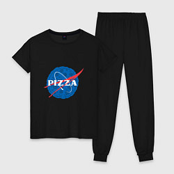 Пижама хлопковая женская NASA Pizza, цвет: черный