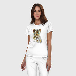 Пижама хлопковая женская Леопардёнок, цвет: белый — фото 2