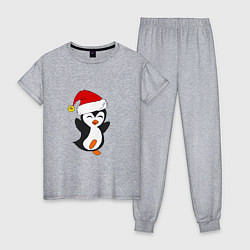 Пижама хлопковая женская Happy Pinguin, цвет: меланж
