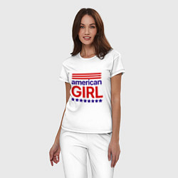 Пижама хлопковая женская American girl, цвет: белый — фото 2