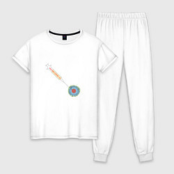 Пижама хлопковая женская Вакцинация, цвет: белый