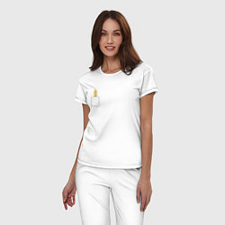 Пижама хлопковая женская Кошачья лапка в кармане 01, цвет: белый — фото 2
