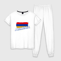 Пижама хлопковая женская Armenia Flag, цвет: белый