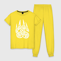 Пижама хлопковая женская Символ Велеса Медвежья лапа, цвет: желтый