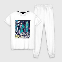 Пижама хлопковая женская Anime Vaporwave Girl, цвет: белый