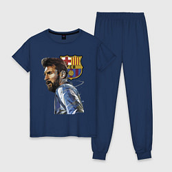 Пижама хлопковая женская Lionel Messi Barcelona Argentina Striker, цвет: тёмно-синий
