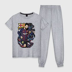 Пижама хлопковая женская Messi Barcelona Argentina Striker, цвет: меланж