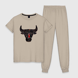 Пижама хлопковая женская Bulls - Jordan, цвет: миндальный