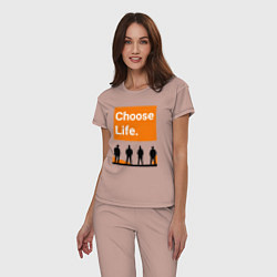 Пижама хлопковая женская Choose Life, цвет: пыльно-розовый — фото 2