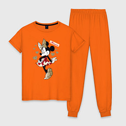 Пижама хлопковая женская Минни цвета оранжевый — фото 1