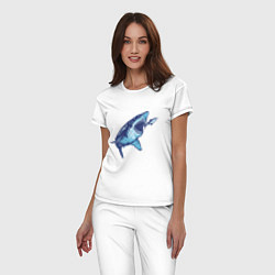 Пижама хлопковая женская Гигантская акула Мегалодон, цвет: белый — фото 2
