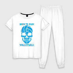 Пижама хлопковая женская Рождён для волейбола, цвет: белый