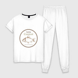 Пижама хлопковая женская Большая рыбалка, цвет: белый