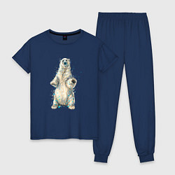 Пижама хлопковая женская Белый медведь, цвет: тёмно-синий