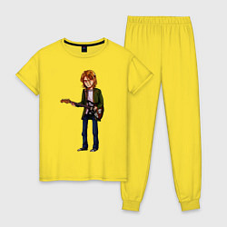 Пижама хлопковая женская Курт Кобейн, Cartoon Art, цвет: желтый