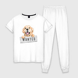 Пижама хлопковая женская Dog Wanted, цвет: белый
