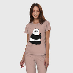 Пижама хлопковая женская Возмущенная панда, цвет: пыльно-розовый — фото 2