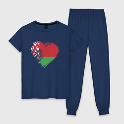 Пижама хлопковая женская Сердце Беларуси, цвет: тёмно-синий