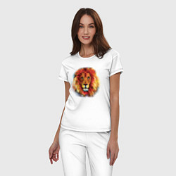 Пижама хлопковая женская Лев акварельный, цвет: белый — фото 2