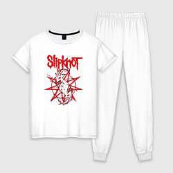 Пижама хлопковая женская Slipknot Slip Goats Art, цвет: белый