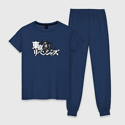 Пижама хлопковая женская Токийские мстители, лого, цвет: тёмно-синий