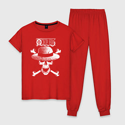 Пижама хлопковая женская Пираты Соломенной Шляпы One Piece, цвет: красный