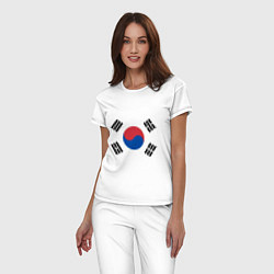 Пижама хлопковая женская Корея Корейский флаг, цвет: белый — фото 2
