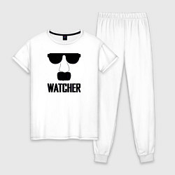 Пижама хлопковая женская Шпион Watcher, цвет: белый