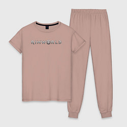 Пижама хлопковая женская RimWorld logo, цвет: пыльно-розовый