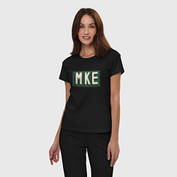 Пижама хлопковая женская NBA - MKE, цвет: черный — фото 2