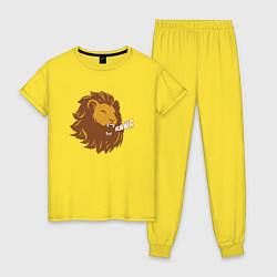 Пижама хлопковая женская Lion Rawr, цвет: желтый