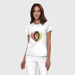 Пижама хлопковая женская Reggae Lion, цвет: белый — фото 2