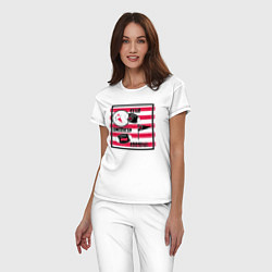 Пижама хлопковая женская Американский футбол, цвет: белый — фото 2