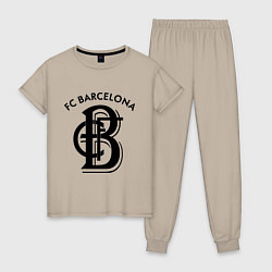 Пижама хлопковая женская FC Barcelona, цвет: миндальный