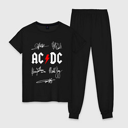 Пижама хлопковая женская AC DC АВТОГРАФЫ ИСПОЛНИТЕЛЕЙ, цвет: черный