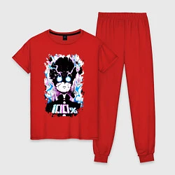 Пижама хлопковая женская Моб Психо 100, цвет: красный