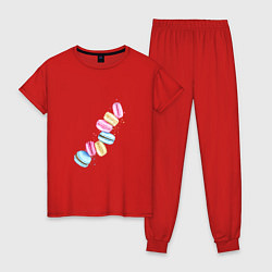 Пижама хлопковая женская Macarons Нежные пирожные, цвет: красный