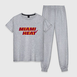 Пижама хлопковая женская NBA - Miami Heat, цвет: меланж