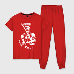 Пижама хлопковая женская Зоро One Piece Большой куш, цвет: красный