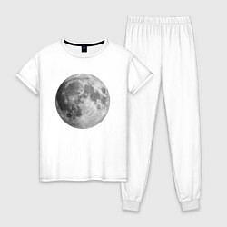 Пижама хлопковая женская Полнолуние Лунная фаза, цвет: белый