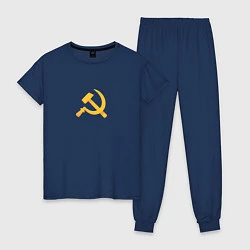 Пижама хлопковая женская СССР - Серп и Молот, цвет: тёмно-синий